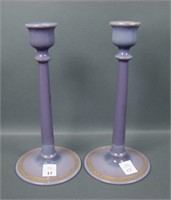 Cambridge Heliotrope Gold Encrusted Candlesticks