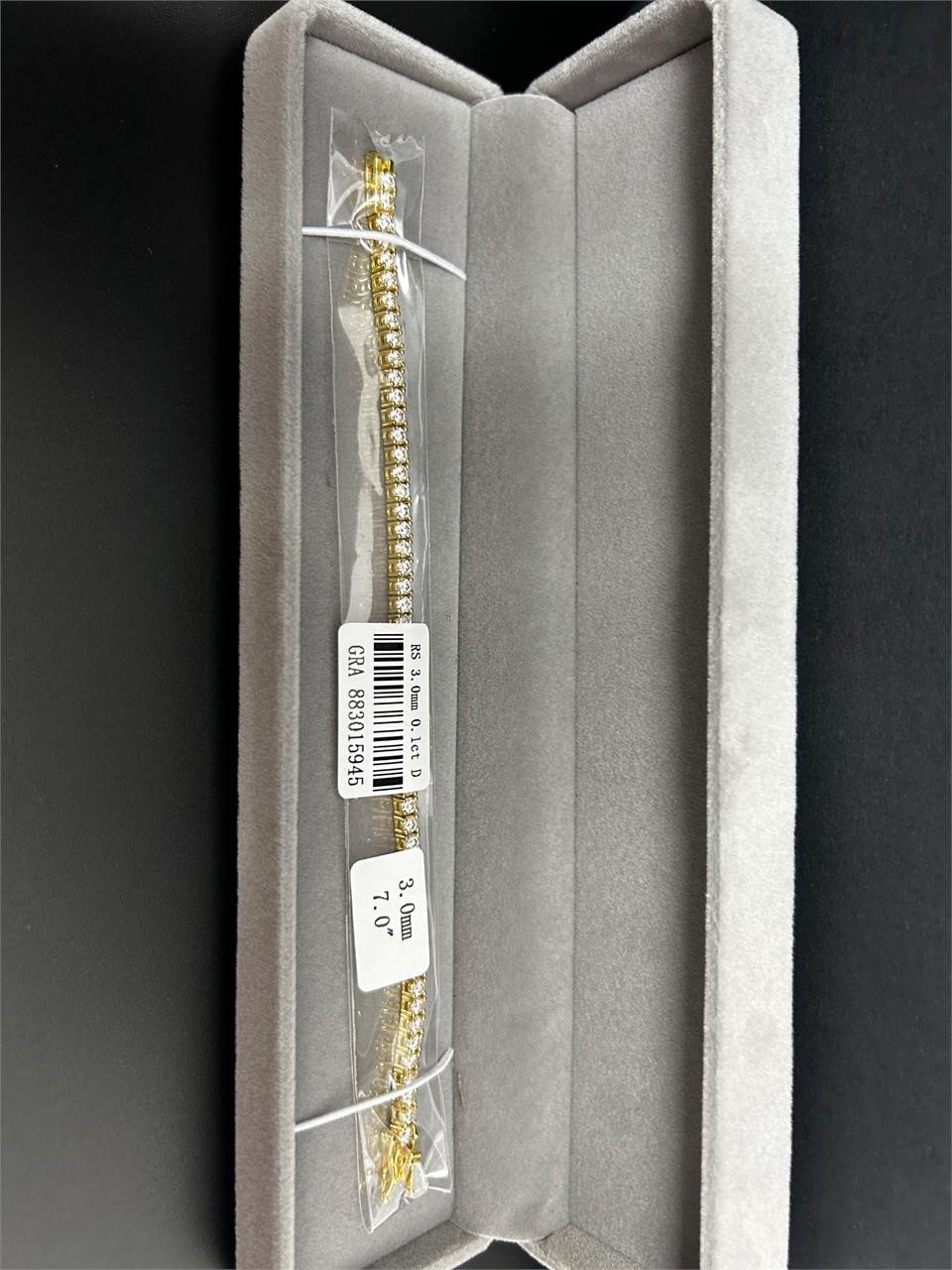 Bracelet Moissanite yellow 3mm size 7