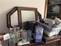 Misc. Beer Mugs and Contents on Dresser