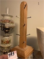 Oak Jewelry Stand with Old Nails