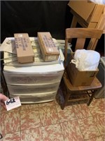 Plastic Tote, Chair, and Misc. Contents