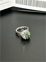 Ring Moissanite blue/green 5 carats size 7