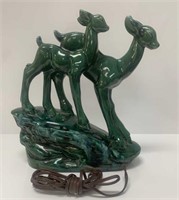 Mid Century Green Deer Television Lamp