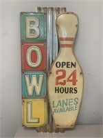 Metal Bowling Wall Sign 26.3" Tall