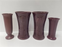 Vintage Red Mid Century McCoy Pottery Vases