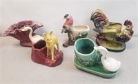 Vintage Mid century Rooster Swans & Birds Planters
