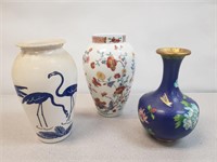 Mid Century French Limoges & Cloisonné Vases