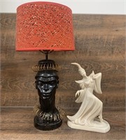 Vintage African Style Head Shaped Lamp 50s-60s