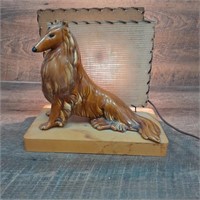 Vintage Collie Television Buffet Lamp