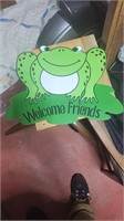 Welcome Friends wooden frog sign. 14"x10" apprx