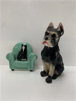 Vintage Clay Cast Boxer Dog Statue group