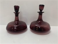 Vintage Purple Blenko Style Art Glass Decanters