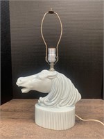 Vintage Glazed Ceramic Stallion Head Table Lamp