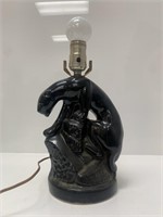 Vintage Ceramic Black Panther Table Lamp