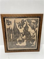 Thai etching on rice paper, signed