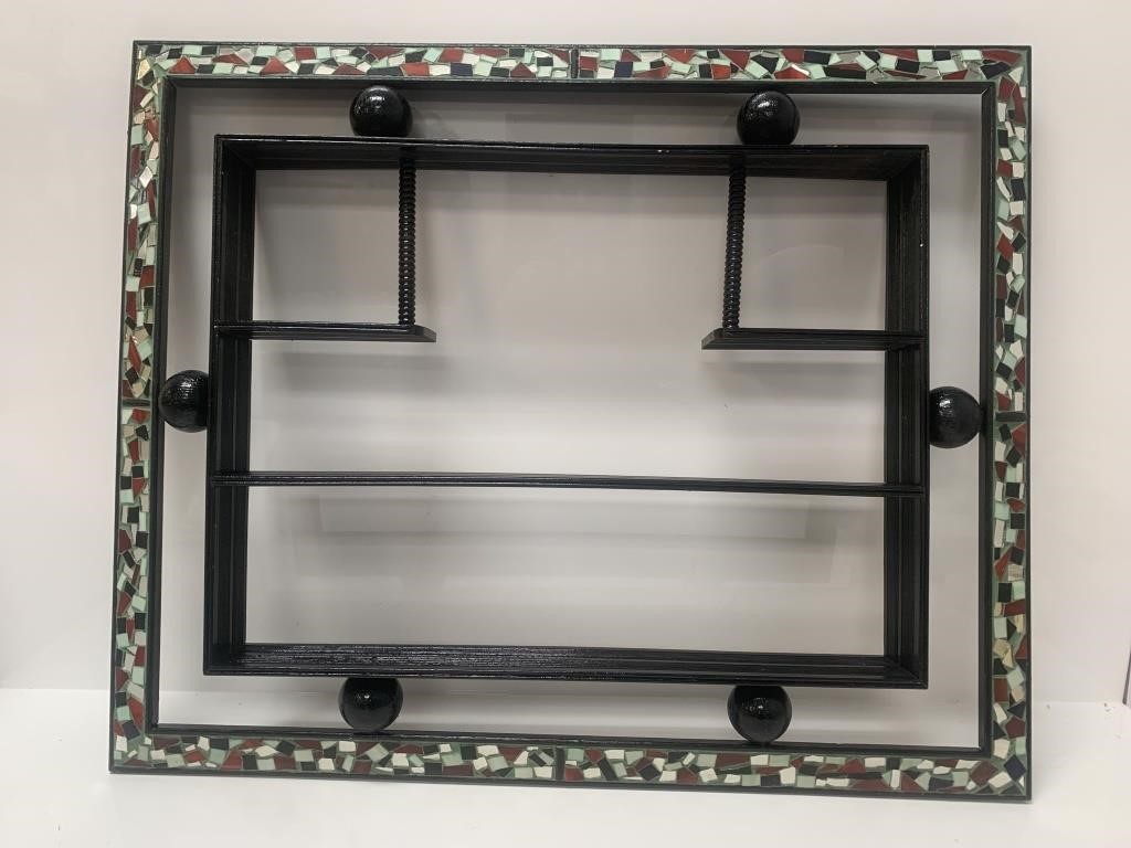 Vintage Mosaic Wood Frame Wall Shelf