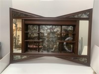 Vintage Mahogany Mirror Back Wall Display Shelf