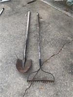 Garden Rake & Shovel