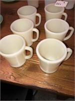 (6) Fire King White Coffee Mugs
