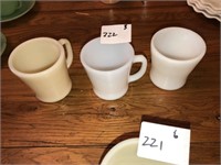 (3) Fire King White Coffee Mugs