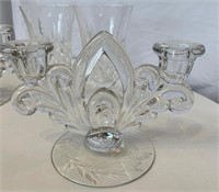 Cambridge Glass Candleholders and Stemmed Glasses