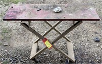 Folding Wood and Metal  Table, 35x13x29in