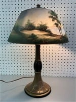 Reverse Painted Scenic Table Lamp