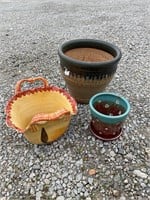 Three decorative pots