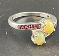 Ring with Pink and marble stone