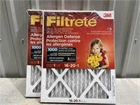 2 Filtrete Filters 16x20x1 Value $42