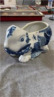 Blue and white porcelain bunny
