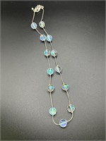 Clear Rainbow Crystal Silver-Toned Necklace