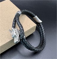 Stainless Steel Dragon Bracelet with Braided Band