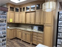 LOT CABINETS WITH TOP - 5- TOP (GLASS WITH WOOD FR