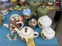 ASSORTED CANISTERS & PORCELAIN ITEMS