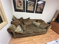 UPHOLSTERED COUCH WITH PILLOWS - 90''W x 36''D