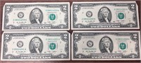 Lot of 4 2009 $2 bills