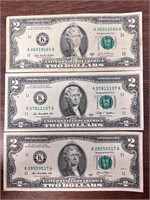 Lot of 3 K note $2 bills