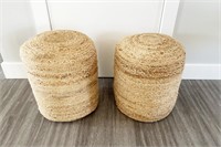Set of 2 natural jute foot rests/stools