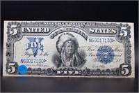 1895 $5 Chief Silver Certificate Large Bill