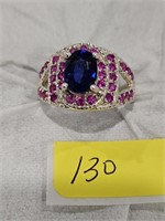 PINK HALO AND SAPPHIRE - 92.5 STERLING (5.8