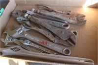 Box of Crescent Wrenches & Vise Grips