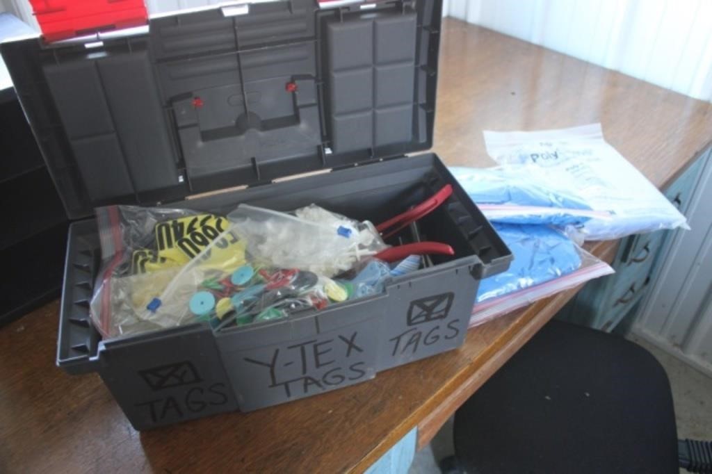 Toolbox Full of Ear Tagging Supplies