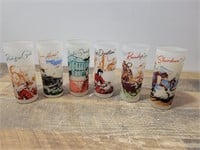 (6) Frosted Collectable Glasses