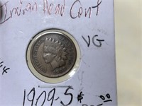 1909-S Indian Head Penny - Very Good