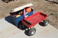 Red Wagon, Tote w/Dolls, Gloves, Hoops