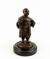 Bronze Chinese Man With Pipe Matchstick Holder