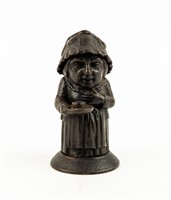 Cast Metal Lady Figural Matchstick Holder