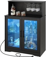 Wine Bar Cabinet with Storage, LED BK78UDJG01