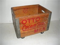 Vintage OTTO Milk Co. Milk Crate on Wheels